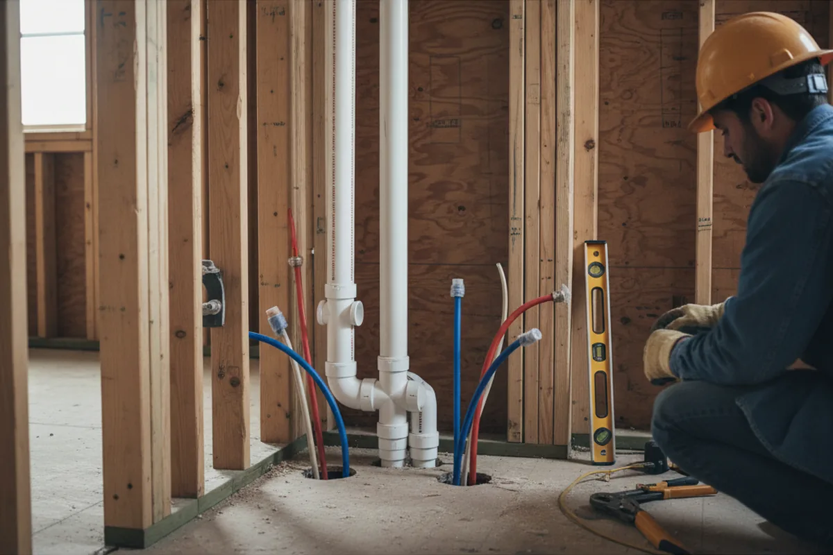 Drain and supply rough-in during Drain Cleaning in Solsberry