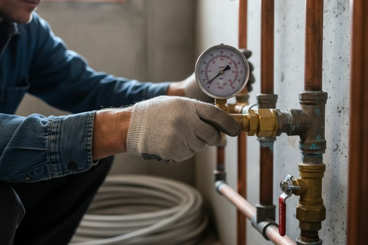 Pressure testing a repaired line during Water Line Repair in Solsberry